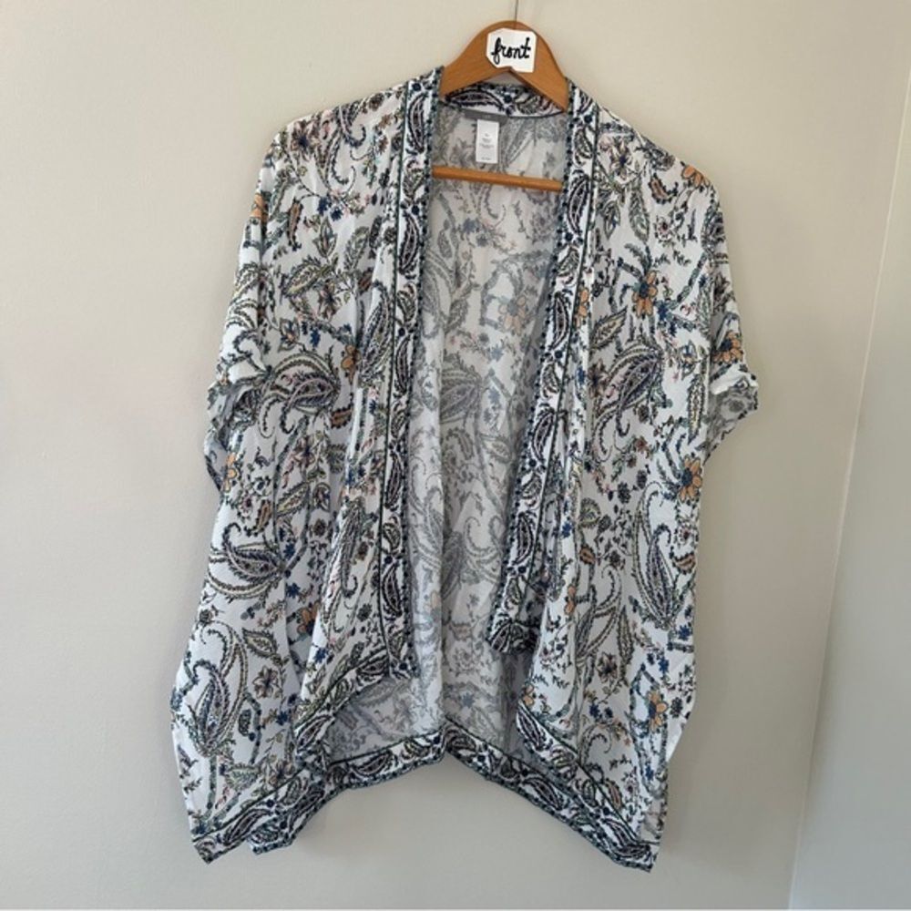 J. Jill S-L Floral Paisley Shrug Shawl Artsy Preppy Retro Boho Hippy Boardwalk